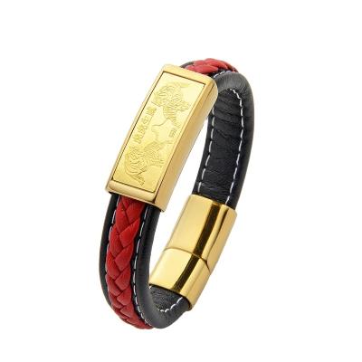 China Traditional Fashionable PU Bracelet 24K Gold Foil Leather Bracelet For Gift for sale