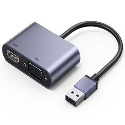 China USB to VGA HDTV Adapter, 4K Converter for Laptop, Desktop, and Projector USB to HDTV+VGA for sale