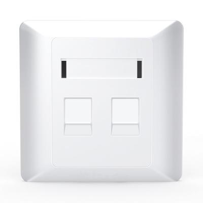 China Double Port Panel 86x86mm Trapezoidal Single and Double Port ABS Network Outlets With Shutter for sale