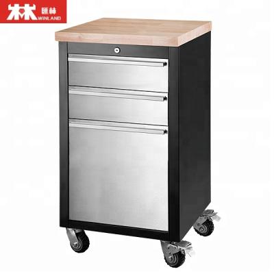 China Iron Trolley Stainless Steel Tool Cabinet With Rubber Timber Caster 3 Drawers for sale