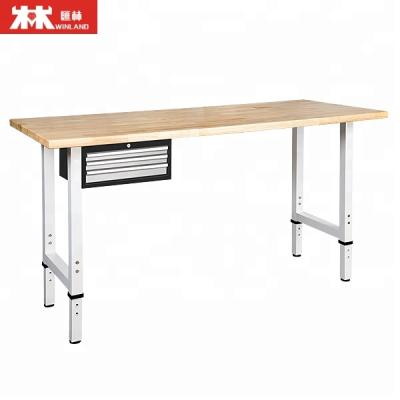 China Stainless Steel / Galvanized Industrial Workbench Working Bench Timber Rubber Top With Drawer for sale