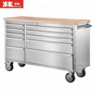 China 41 Inch Stainless Steel Trolley Cabinet Steel Tool Cabinet With Rubber Timber for sale