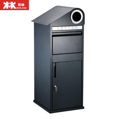 China Free Standing Lockable Parcel Letter Box With Newspaper Roll Galvanized Steel Max Parcel Size: 360*290*180mm for sale