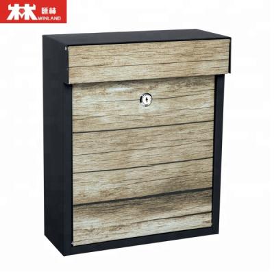 China 2017 WINLAND New Item Garden Wood Grain Printing Wall Mounted Mailbox Galvanized Steel Letter Box for sale