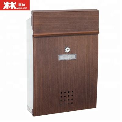 China Modern Mounted Waterproof Metal Letter Mail Drop Box Woodgrain Mail Boxes for sale