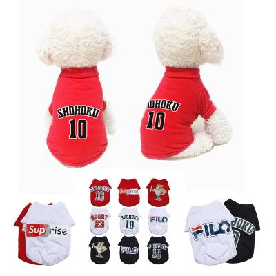 China Stocked Wholesales Fashionable Pug Cotton Dog Custom Tank Top Shirts Bulldog Teddy Summer Cloth Pet Dog Clothes for sale