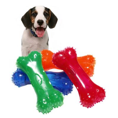 China Sustainable New Design Interactive Pet Bite-Resistant Amazon Rubber Bone Toys Teeth Cleaning Dog Toys for sale