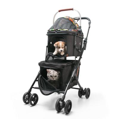 China Wholesale Modern Detachable Stroller Detachable Double Decker Pet Stroller For Dogs And Cats On Go Lightweight And Foldable for sale