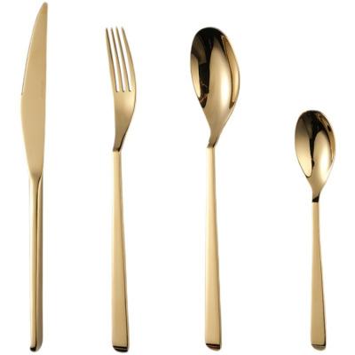 China Viable Wholesale 6pcs Restaurant Gold Cutlery Dinnerware Spoon Knife Stainless Steel Forks and Cutlery for sale