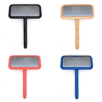 China Perfect Star ODM 120x165mm Handle Large Wooden Soft Slicker Brush Groom Cleaning Slicker Brush Pin Grooming Wood Pet Pet Hair Brush for sale