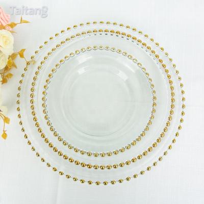 China Gold Sustainable Luxury Wedding Rim Wedding Charger Plate Banquet Dinnerware Sliver Sets for sale