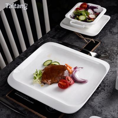 China Disposable Porcelain Dinnerware Set White Square Ceramic Dinnerware Set Restaurant Hotel Square Dinnerware Sets for sale