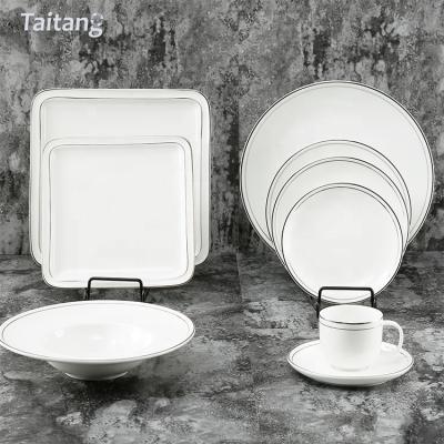 China Factory Wholesale Disposable Porcelain Dinnerware Set Luxury Hotel Tableware White Dinner Dishes for sale