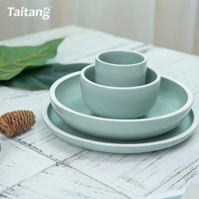 China Sustainable South Korea Japanese Style Ceramic Tableware Set With Green Color for sale