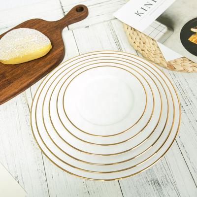 China Ceramic Dinnerware Gold Rim Wedding Dinner Plate Set Tableware Wedding Plate for sale