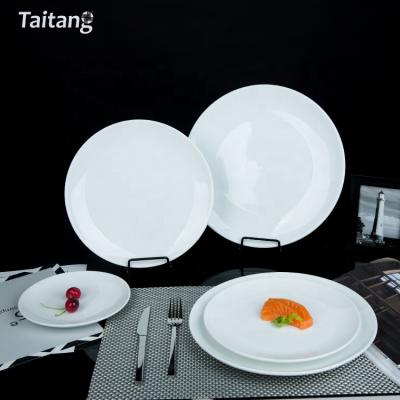 China Sustainable Restaurant Dish Hotel White Catering Tableware Round White Dinner Dishes for sale