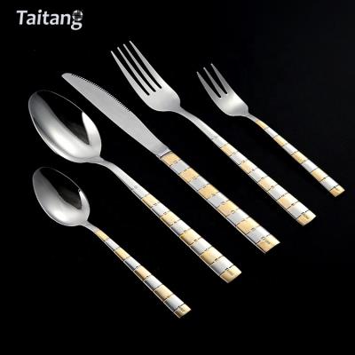 China Sustainable Silver Stainless Steel Flatware Sets Wedding Spoon Fork Knife SS Gold And Silver Cutlery for sale