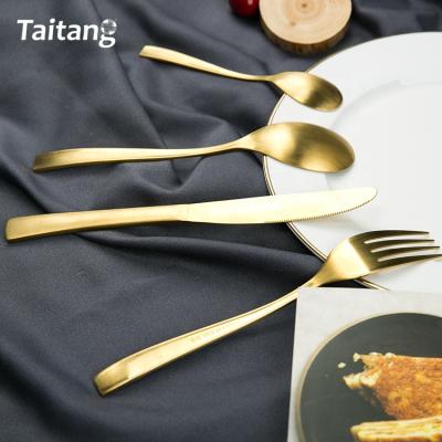 China 4pcs Viable Spoons Forks Knives Stainless Steel Gold Wedding Spoon Cutlery for sale