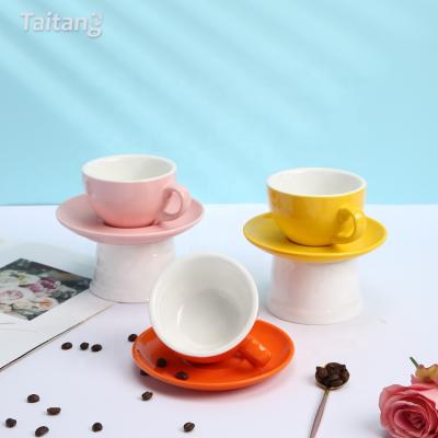 China Sustainable Restaurant Coffee Cup Set Custom Ceramic Porcelain Tea Coffee Cup With Saucer for sale