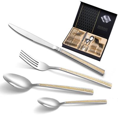 China Modern Sustainable Best Party Stainless Steel Knife, Fork And Spoon 6 Person Luxury Tableware Set 24 PIECES Dining Knife, Tea Knife With Gift for sale