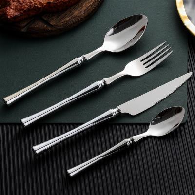 China Viable High Quality Party Stainless Steel Knife Handle Luxury Plastic Tableware and Fork Teaspoon Set 24 Piece Gift Box Packaging for sale