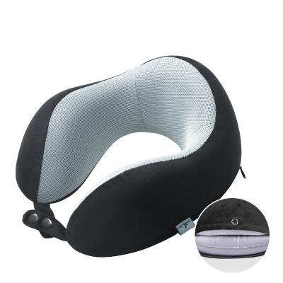 China Anti-Apnea Travelsky Folding Inflatable Travel Pillows Charcoal Neck Support Memory Foam Bamboo Pillow for sale