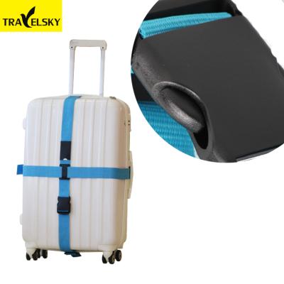 China Travelsky Durable Wholesale Blue Color Strap Personalized Luggage Cross Straps for sale