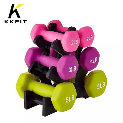 China Rubber-covered Dumbbell Custom Cheap  Factory directly sale neoprene fitness yoga workout waterproof hex dumbbells set with for women LB Dumbbells set for sale