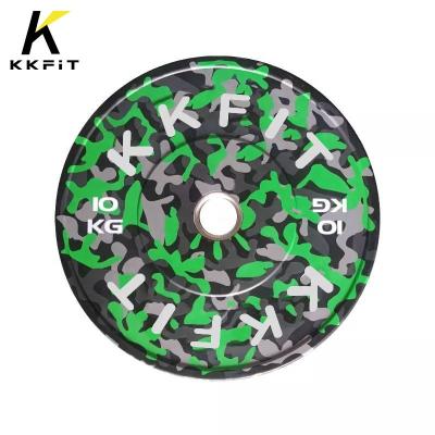 China Commercial Use Wholesale Custom KKFIT factory wholesale price commercial gym fitness equipment new camo design rubber bumper plates for sale