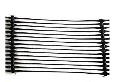 China Línea color negro 60kn Geogrid plástico uniaxial del poliéster para el pavimento reforzado del cemento en venta