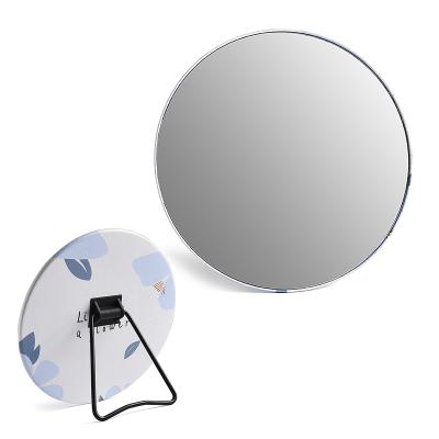 China Factory Price Large Size Logo Desktop PU Table Lighted Portable Custom Leather Makeup Mirror In Stock for sale