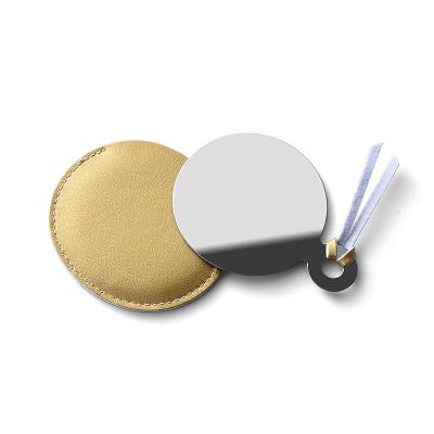 China Custom Wholesale Shenzhen Stainless Steel Round PU Makeup Contract Pocket Card Mirror for sale