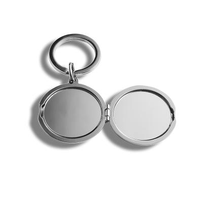 China For Makeup Mirror 3D Folding Pocket Mirror Cosmetic Metal Key Chain High Quality Hanging Key Chain Key Chain for sale