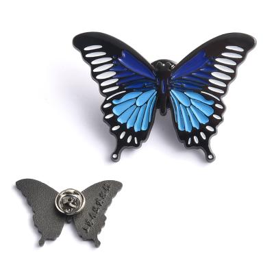 China Europe Creative Nickel Free Plating Molding Stamping Soft Enamel Butterfly Button Lapel Pin for sale