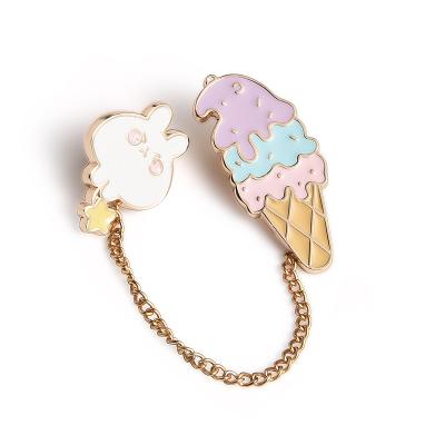 China Promotional Gifts Badge Maker Enamel Lapel Pin Badge With Butterfly Clasp Pin Hard Rabbit Icecream Metal for sale