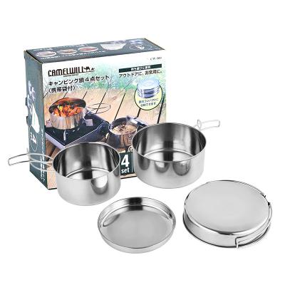 China General use for new style gas and induction cooker cookware set outdoor 304 stainless steel barbecue picnic camping cookware customization for sale