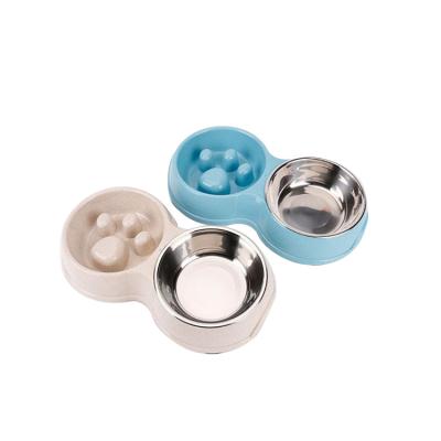 China Non-slip Sustainable Slow Type Food Pet Stainless Steel Bowl for sale