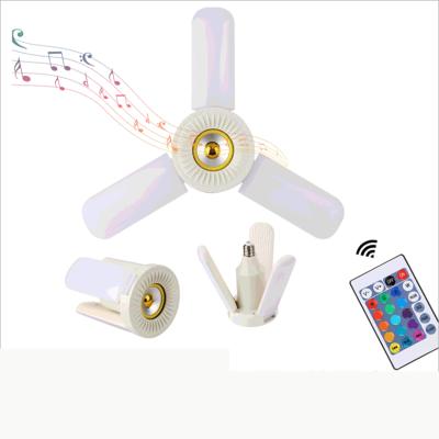 China Hot Selling BT/music/lighting Amazon Three Leaves Fan-shaped LED Bulb Remote Control Smart Speaker RGB Smart LED BT Music Bulb for sale