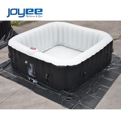 China JOYEE Modern Wholesale Square Shape PVC Hydraulic Portable Outdoor Inflatable Hot Tub Jet Spa Pool 4 Person With Heater for sale