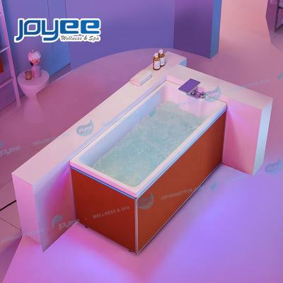 China Indoor Skirted Bathtub (Straight Skirt) JOYEE Bathroom Double Side Square Corner Massage Hot Tub 1 Person Whirlpool Price Manufacturer for sale