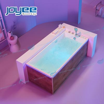 China skirt acrylic hot tub (straight skirt)JOYEE factory price bathroom one person spa jakuzi cheap hydraulic whirlpool double side bathtub with led light strip for sale