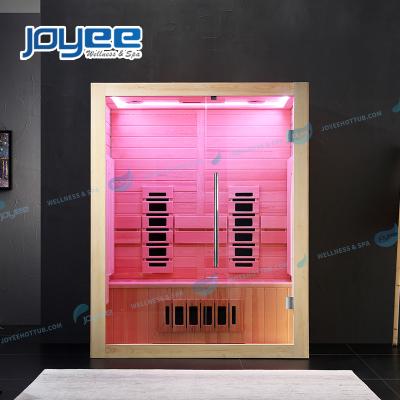 China JOYEE Computer Control Panel Home Hotel Design EMF Low Infrared Sauna Carbon Wood Carbon Infrared Heaters For 1 2 Person Use for sale