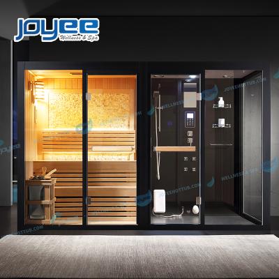 China JOYEE Computer Control Panel Extra Large 4 Free Enclosed Dry Steam Bath 6 Person Saturated Steam Bath Sauna With Sauna Furnace And Cultural Stone for sale