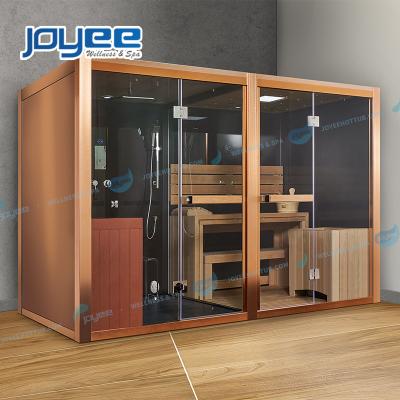 China JOYEE 2021 Newest Model Computer Control Panel Combo Big Size Shower Indoor Saturated Steam and Dry Sauna Combo Included Room Sauna Bath for sale