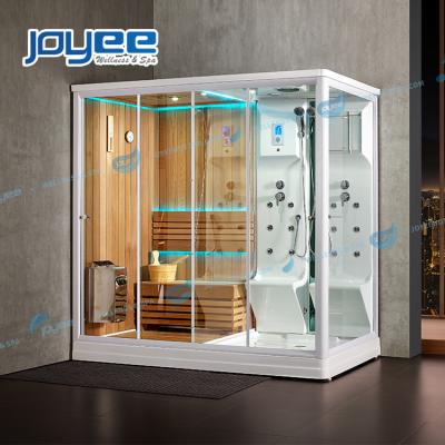 China Chinese Computer Control Panel JOYEE 4 Person Ozone Steam Shower Cabin 2 Enclosed Wood Dry Sauna Steam Bath For Sale for sale