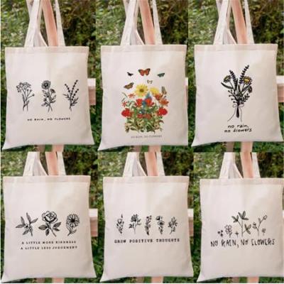 Chine Custom Ladies Customer Eco-Friendly / Large Capacity Bags Handbag Flower Canvas Shoppingbag Totes Large Capacity Aesthetic Graphic Bag à vendre