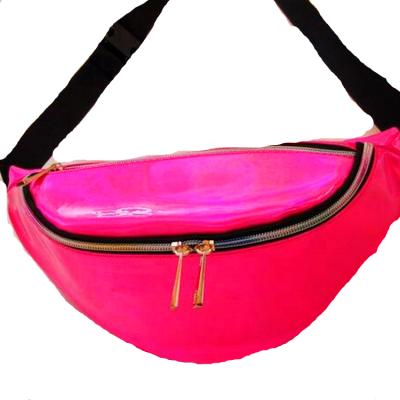 China Water Proof Hologram Laser PU Leather Wholesale Fanny Pack Dumpling Shape Waist Pack Belt Bag for sale