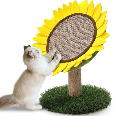 China Cat Toy Stocked Around Shape Cat Scratcher Scratch Board Sisal Sunflower for sale