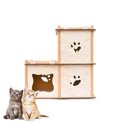 China Cat Scratcher House Pet Cardboard Viable 2 Layer Playhouse Scratching Mail for sale