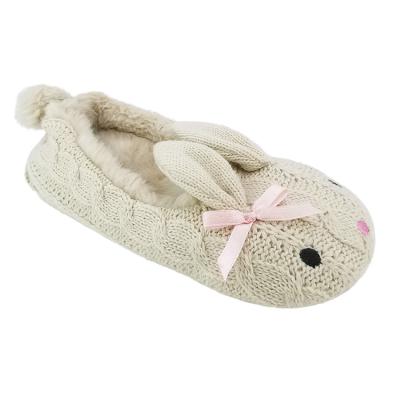 China Wholesale Popular Flat Warm Home Simple Rabbit Fabric Slipper Lovely Winter Knitted Slippers for sale